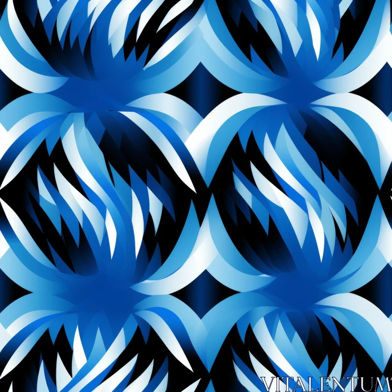 AI ART Blue and White Curved Seamless Pattern