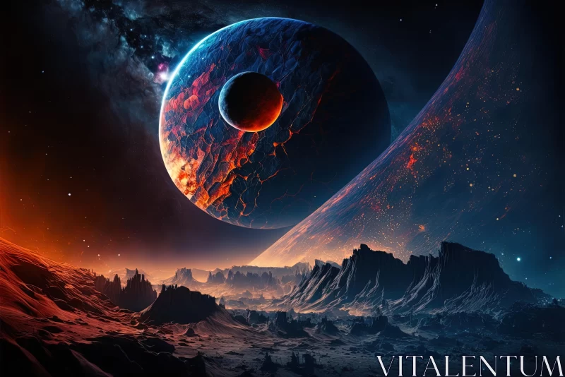 Captivating Planet Landscape with Swirling Vortexes - Free Download AI Image