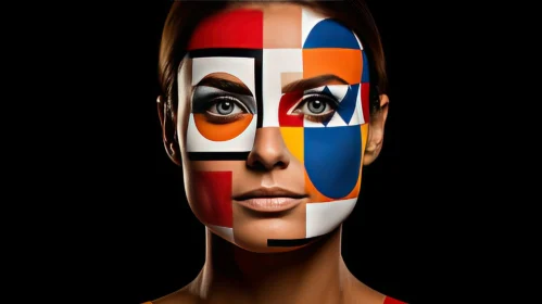Colorful Geometric Portrait of a Young Woman