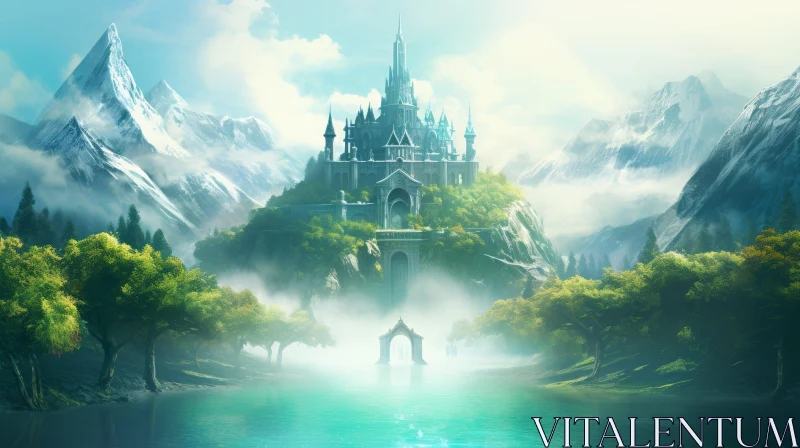 Enchanting Fantasy Castle Landscape AI Image
