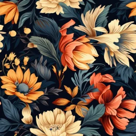 Intricate Floral Pattern on Dark Blue Background
