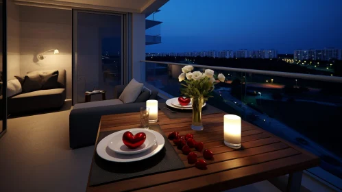 Night City View from Romantic Balcony