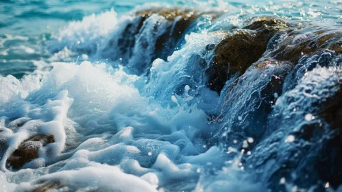 Powerful and Beautiful Ocean Waves on a Rocky Beach