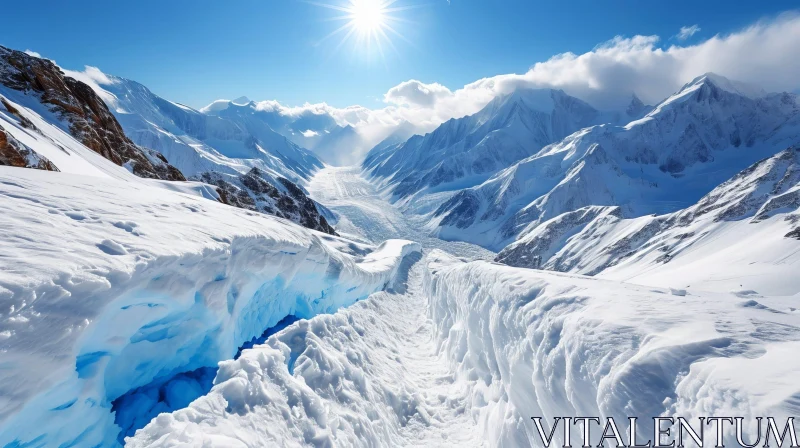 AI ART Snow-Capped Mountains Landscape: A Breathtaking View