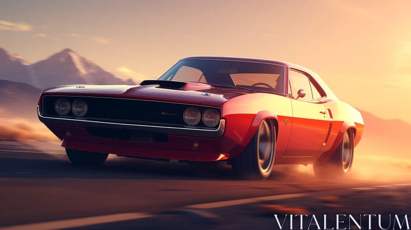 1970 Dodge Charger R/T Muscle Car Digital Painting AI Image