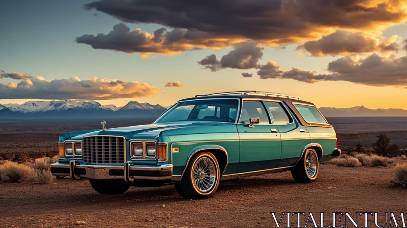 Captivating Classic Station Wagon in the Desert AI Image