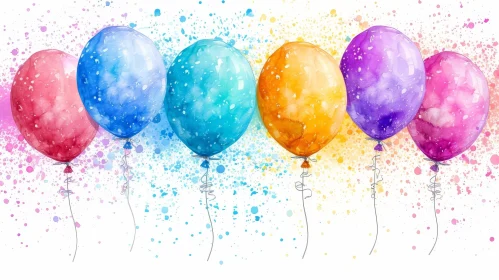 Colorful Balloons Watercolor Painting