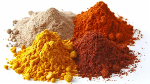 Colorful Spices on White Background - A Captivating Culinary Composition