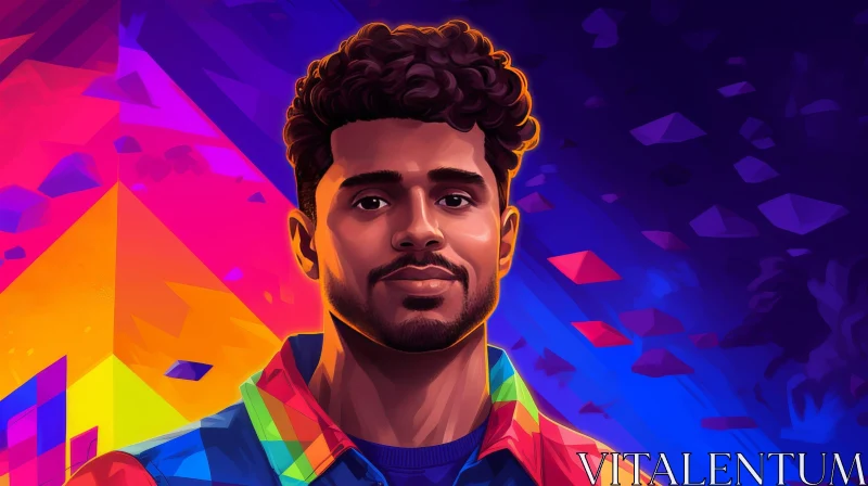 Confident Man Portrait in Colorful Shirt AI Image