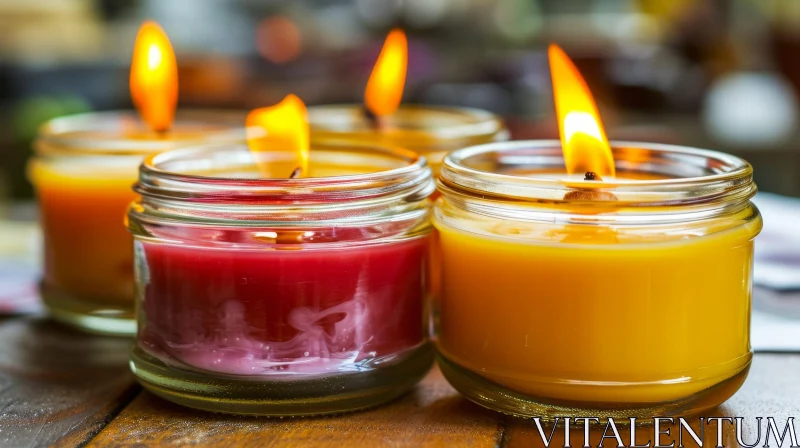 Enchanting Still Life: Flickering Candles in Glass Jars AI Image