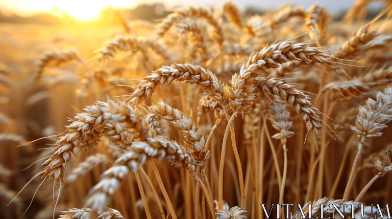 Golden Wheat Field Bathed in Sunlight: A Serene Nature Scene AI Image