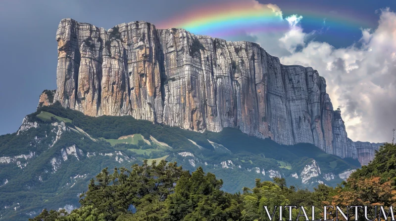 Vivid Mountain Landscape with Rainbow - Natural Beauty AI Image