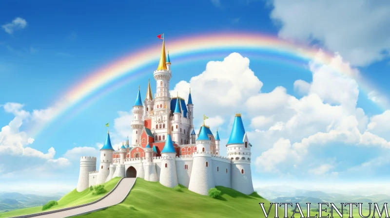 Enchanting Fairytale Castle Digital Painting AI Image