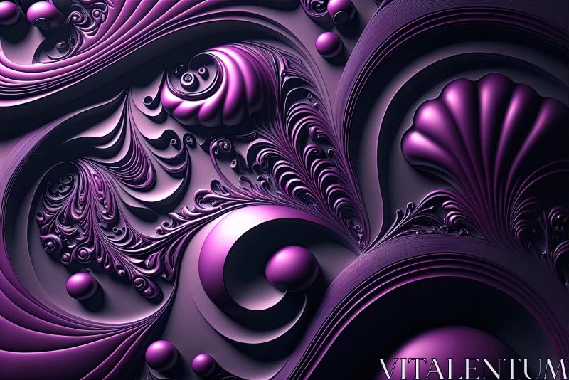 Mesmerizing Purple Abstract Artwork with Spirals and Swirls AI Image