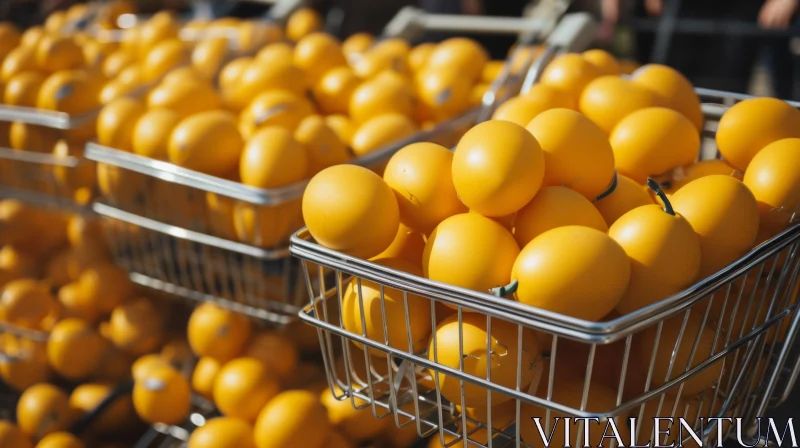 Metal Shopping Carts Filled with Yellow Balls - Abstract Art AI Image