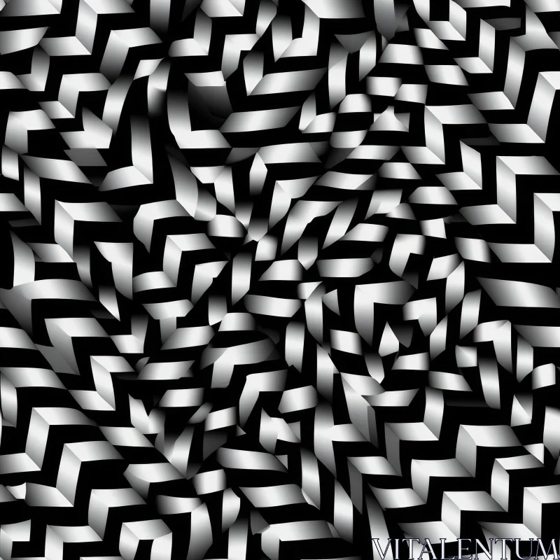 Monochrome Geometric Chevron Pattern - Abstract Design AI Image