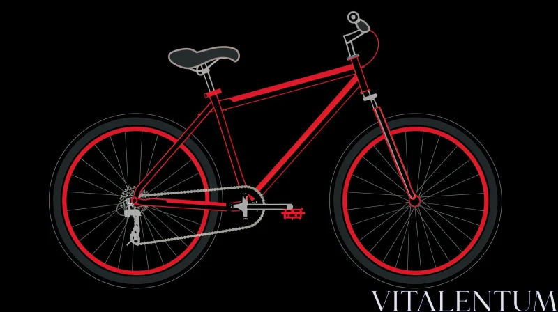 Red Bicycle Drawing on Black Background AI Image