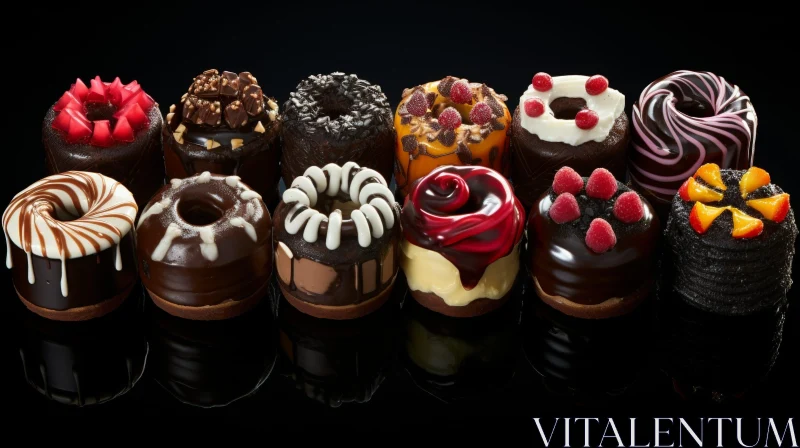 Delicious Chocolate Cakes with Various Toppings AI Image