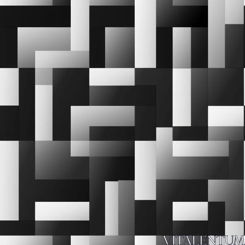 AI ART Elegant Black and White Geometric Rectangles Pattern