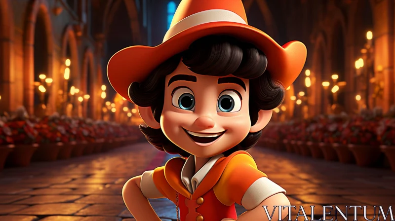 AI ART Joyful Young Boy in Red and Orange Outfit - 3D Rendering