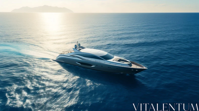 AI ART Luxury Yacht Sailing on Serene Sea