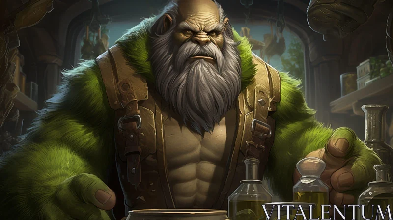 Male Dwarf in Tavern - Fantasy Digital Painting AI Image