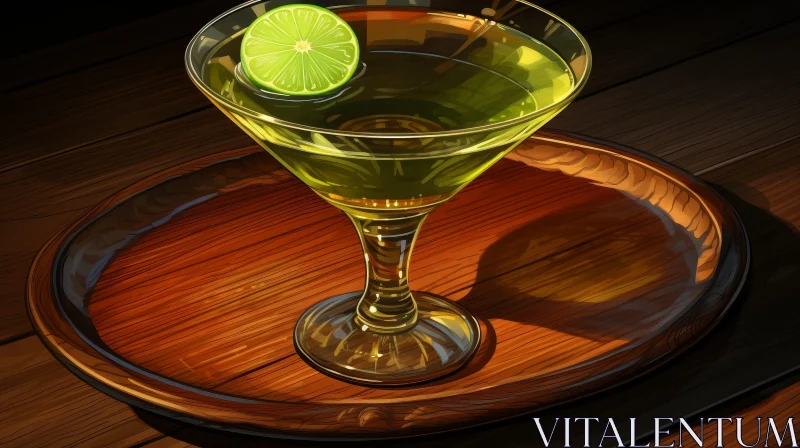 Martini Glass Digital Painting - Realistic Artwork AI Image