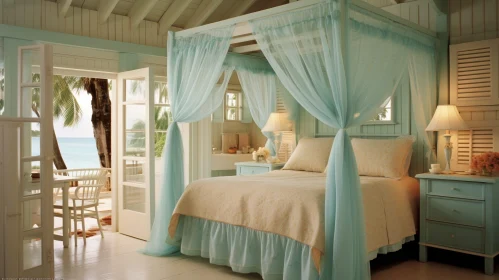 Serene Bedroom with Four-Poster Bed and Ocean View