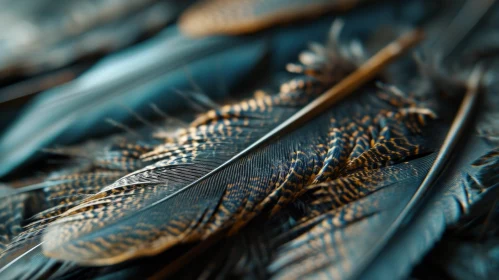 Close-up of Dark Feathers with Blue-Green Sheen