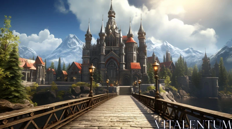 Enchanting Fantasy Castle Painting AI Image