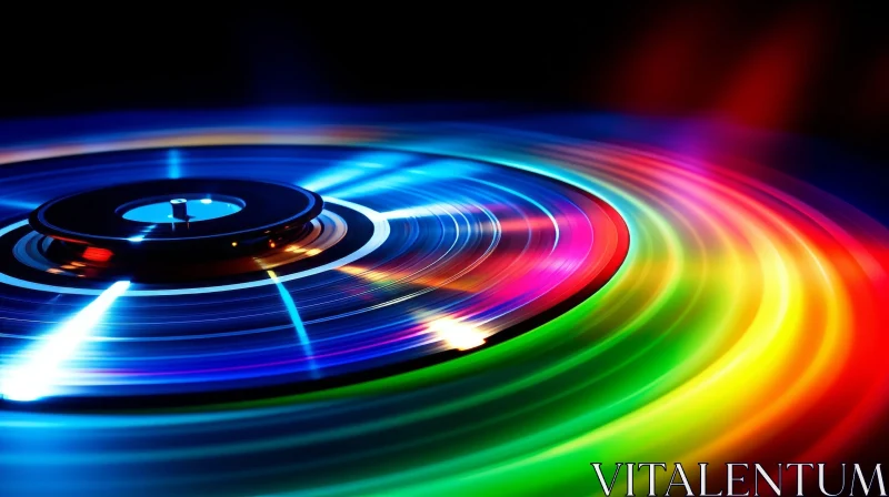 Spinning Record Abstract Art - Rainbow Colors AI Image