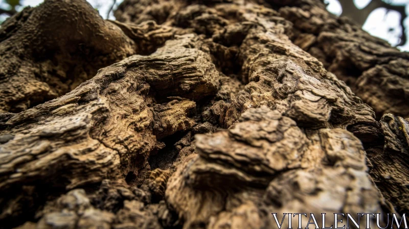 Close-Up of Old Tree Bark | Textured Brown Colors AI Image