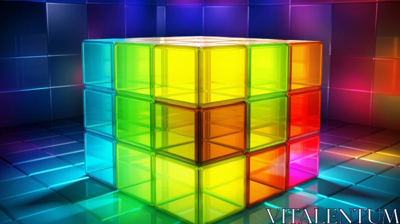AI ART Colorful Rubik's Cube 3D Illustration