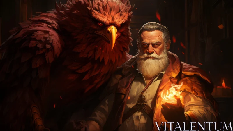 AI ART Enchanting Wizard and Griffin Painting