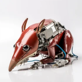 Intricate Robotic Rat Art Piece with Avian Theme