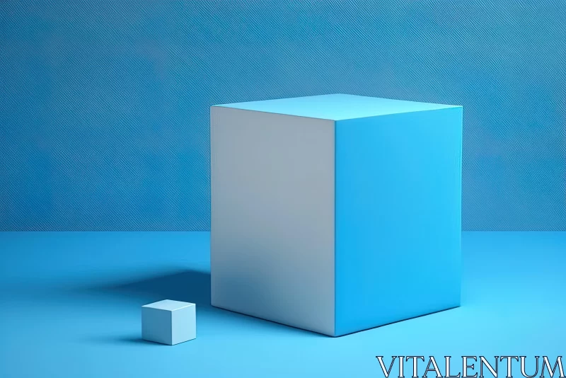 Minimalistic White Cube on Vibrant Blue Background | Color Field Compositions AI Image