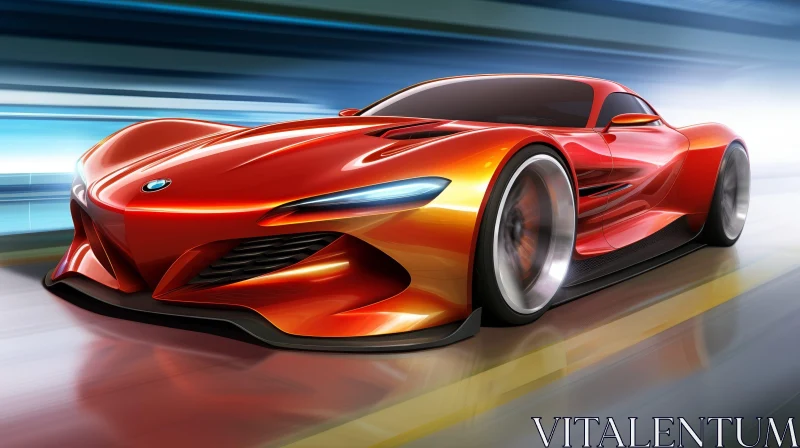 Sleek Red Sports Car in Motion AI Image
