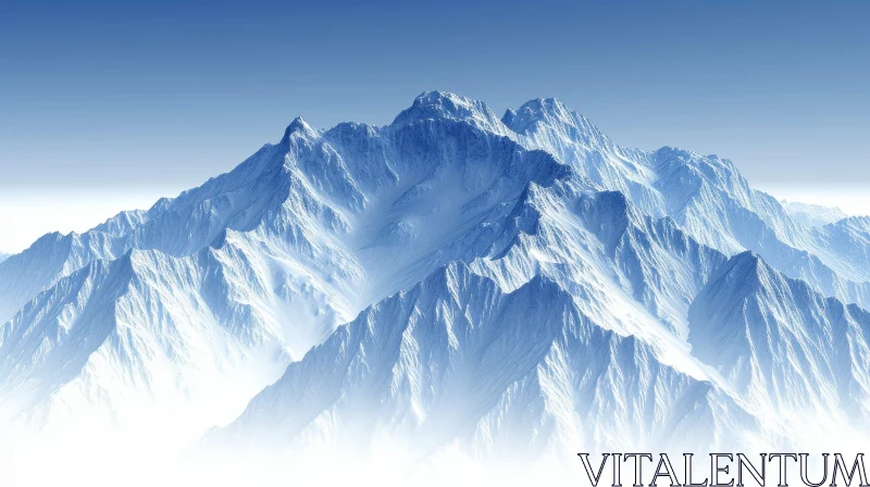 Snow-Capped Mountain Range Serenity AI Image