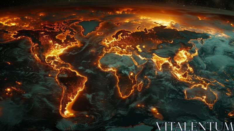 Stunning View of Earth at Night: A Captivating Display of Human Activity AI Image