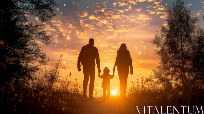 Tranquil Family Walk in Nature AI Image