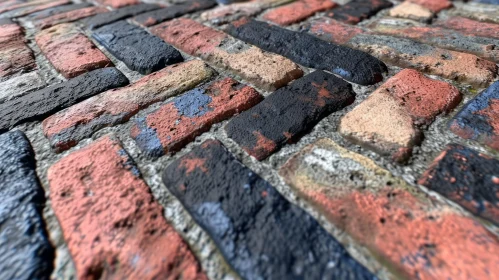 Weathered Brick Wall Close-Up | Herringbone Pattern