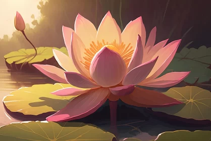 White Lotus Pond - 2D Game Art Illustration