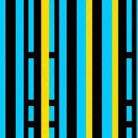 Bold Symmetrical Striped Pattern in Blue, Yellow, Black