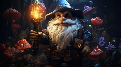 Enchanting Gnome Wizard in Dark Forest