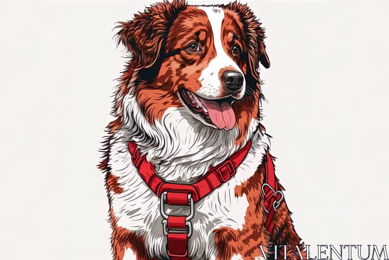 Joyful and Optimistic Dog Illustration in Harness and Vest AI Image