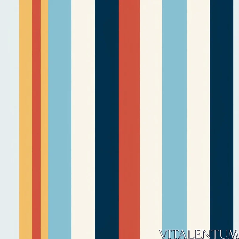 Retro Vertical Stripes Pattern in Blue, Green, Orange, Red, White, and Yellow AI Image