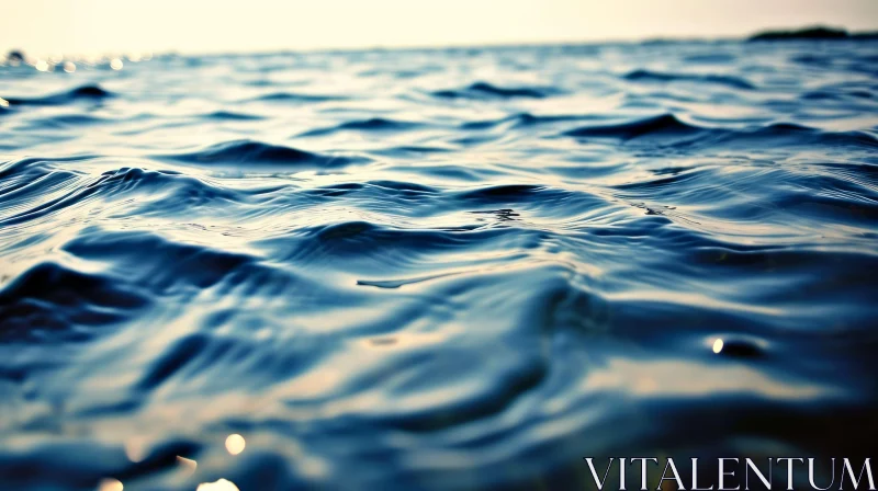 Tranquil Blue Water Surface | Close-Up Photography AI Image