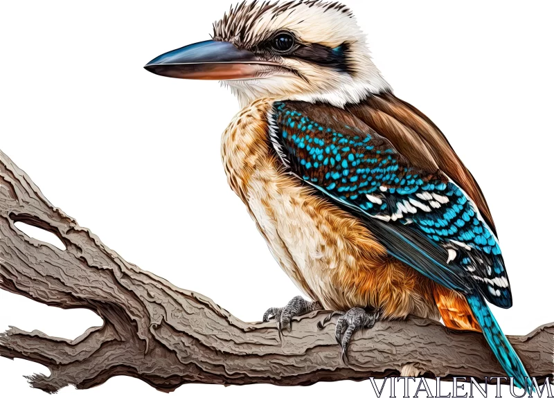 Vibrant Kookaburra Bird Perched on Branch - Artwork Contest Winner AI Image