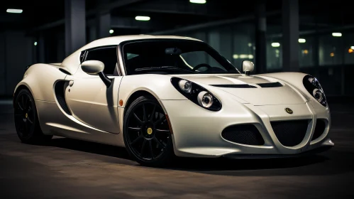 White Lotus Evora S Sports Car in Parking Garage