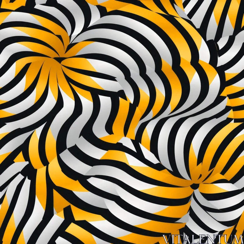 AI ART Yellow & White Stripes Seamless Pattern on Black Background